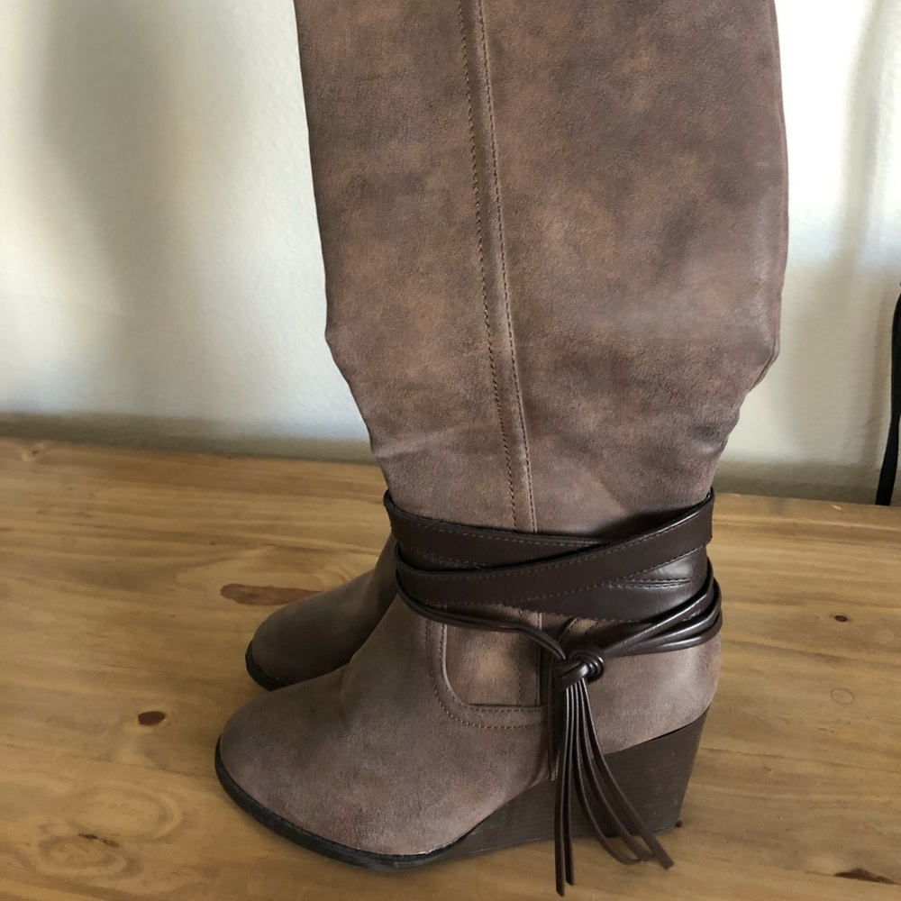 Knee high wedge boots